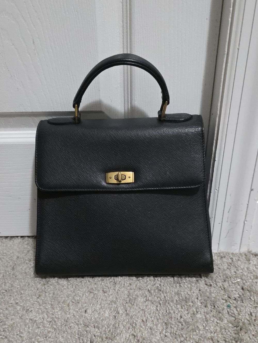 Coach Vintage Small Gramercy Top Handle Bag Black Leather Suede Italy